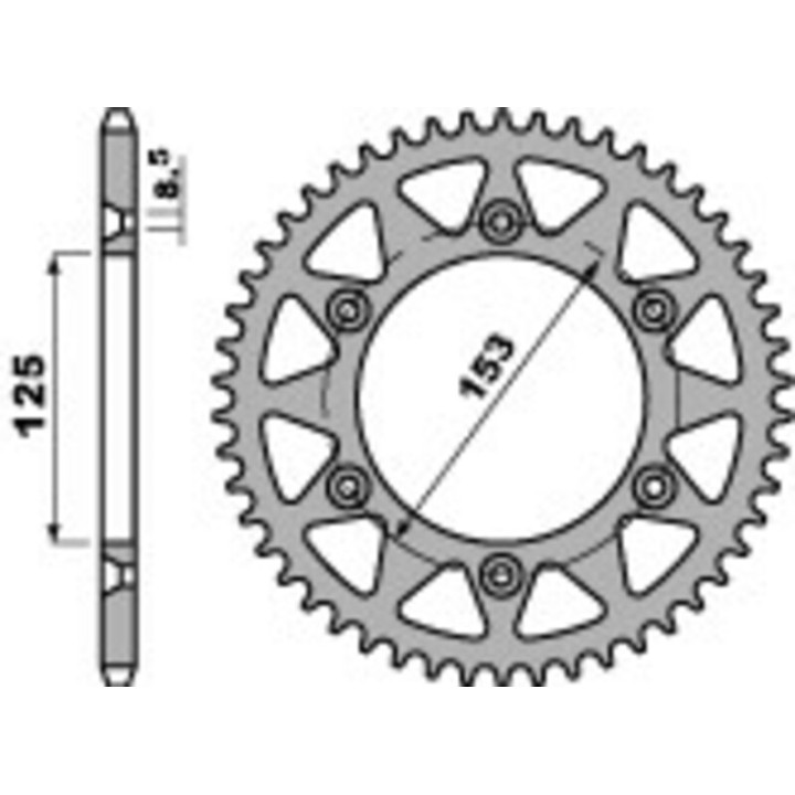 Couronne PBR alu standard - 520 289 51 L | Oxmoto