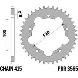 Couronne PBR acier standard - 415 3565 51 F | Oxmoto