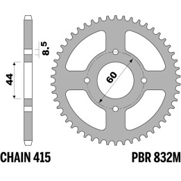 Couronne PBR acier standard - 415 832M 52 F | Oxmoto