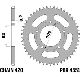 Couronne PBR acier standard - 420 4551 52 F | Oxmoto