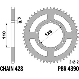 Couronne PBR Acier Standard - 428 4390 60 F | Oxmoto