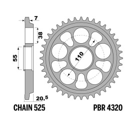 Couronne PBR acier renforcé - 520 4320M 43 C45T | Oxmoto
