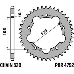 Couronne PBR acier standard - 520 4792 40 C45 | Oxmoto