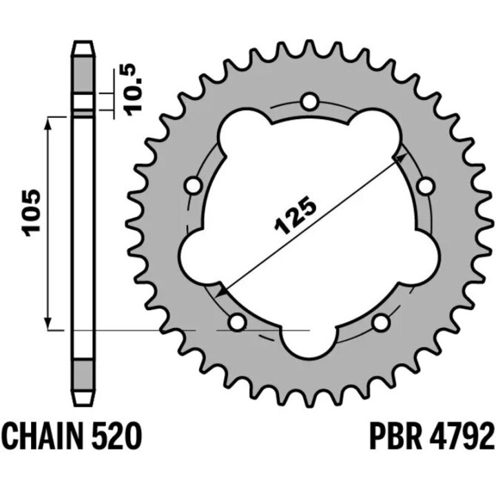 Couronne PBR acier standard - 520 4792 40 C45 | Oxmoto