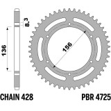 Couronne PBR Acier Standard - 428 4725 57 L5 | Oxmoto