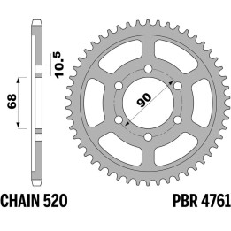 Couronne PBR acier standard - 520 4761 36 C45 | Oxmoto