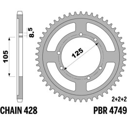 Couronne PBR Acier Standard - 428 4749 62 C45 | Oxmoto