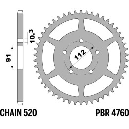 Couronne PBR acier standard - 520 4760 42 C45 | Oxmoto