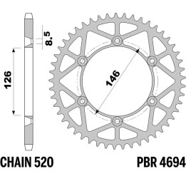 Couronne PBR acier allégée - 520 808 50 CL | Oxmoto
