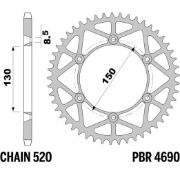 Couronne PBR acier allégée - 520 270 49 CL | Oxmoto