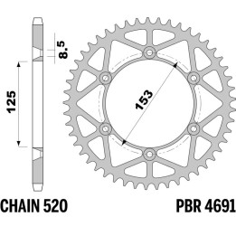 Couronne PBR acier allégée - 520 289 51 CL | Oxmoto