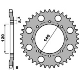 Couronne PBR acier standard - 520 506 43 C45 | Oxmoto