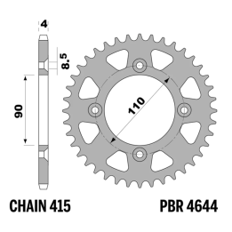 Couronne PBR alu standard - 415 4644 40 L | Oxmoto