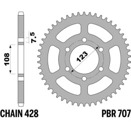 Couronne PBR acier standard - 428 707 52 F | Oxmoto