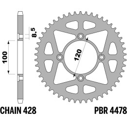 Couronne PBR acier standard - 428 4478 58 C45 | Oxmoto
