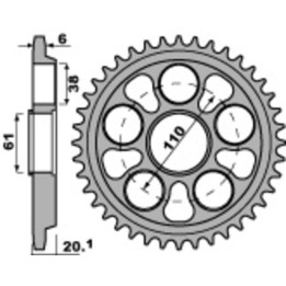Couronne PBR alu renforcé - 520 4420 41 LD | Oxmoto