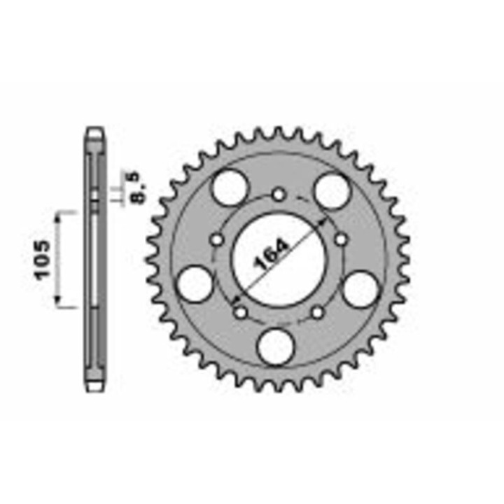 Couronne PBR acier standard - 525 4557 47 C45 | Oxmoto