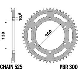 Couronne PBR acier standard - 525 300 47 C45 | Oxmoto