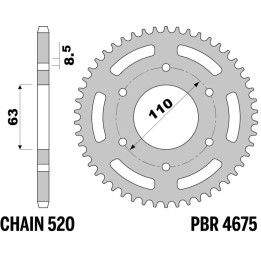 Couronne PBR alu renforcé - 520 4675 45 LD | Oxmoto