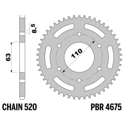 Couronne PBR alu renforcé - 520 4675 42 LD | Oxmoto