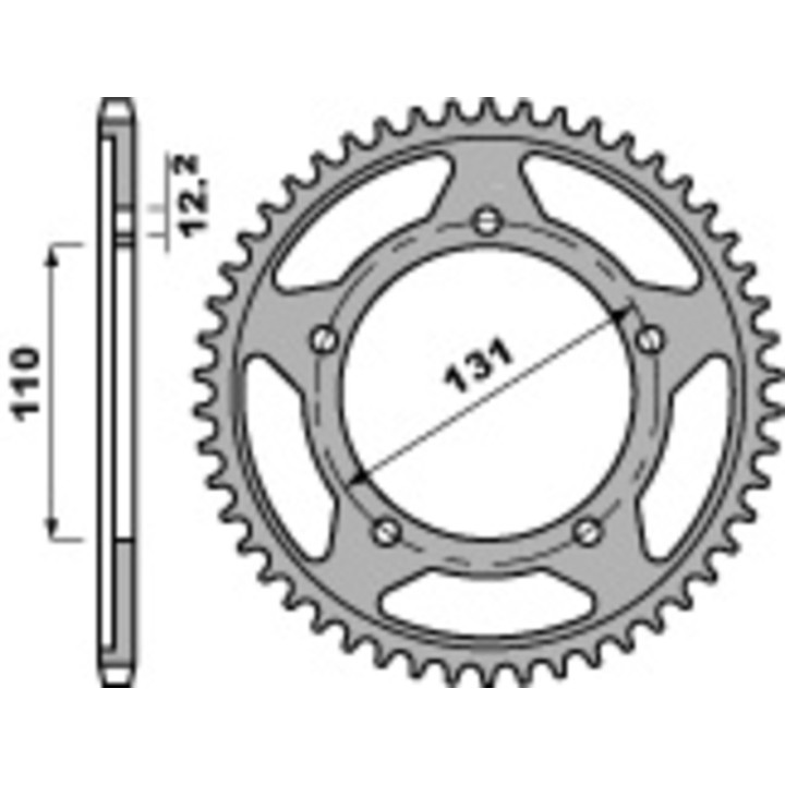 Couronne PBR acier standard - 525 4585 44 C45 | Oxmoto