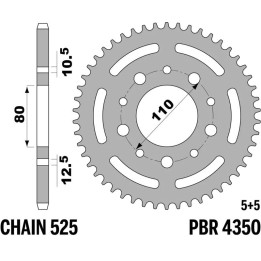 Couronne PBR Acier Renforcé - 525 4350 45 C45T | Oxmoto