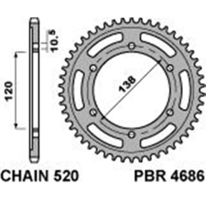 Couronne PBR acier standard - 520 4686 38 C45 | Oxmoto