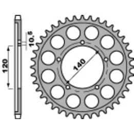 Couronne PBR acier standard - 530 4409 42 C45 | Oxmoto