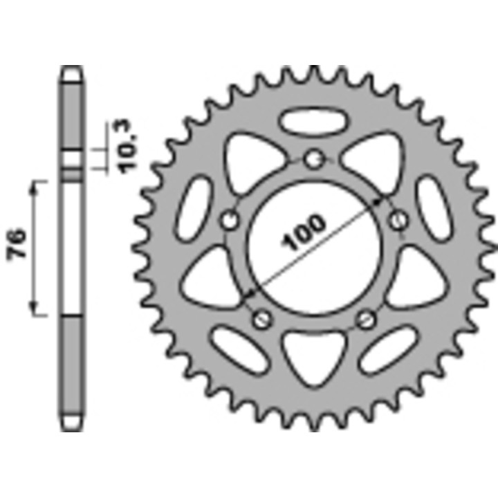 Couronne PBR alu standard - 525 4456 36 L | Oxmoto