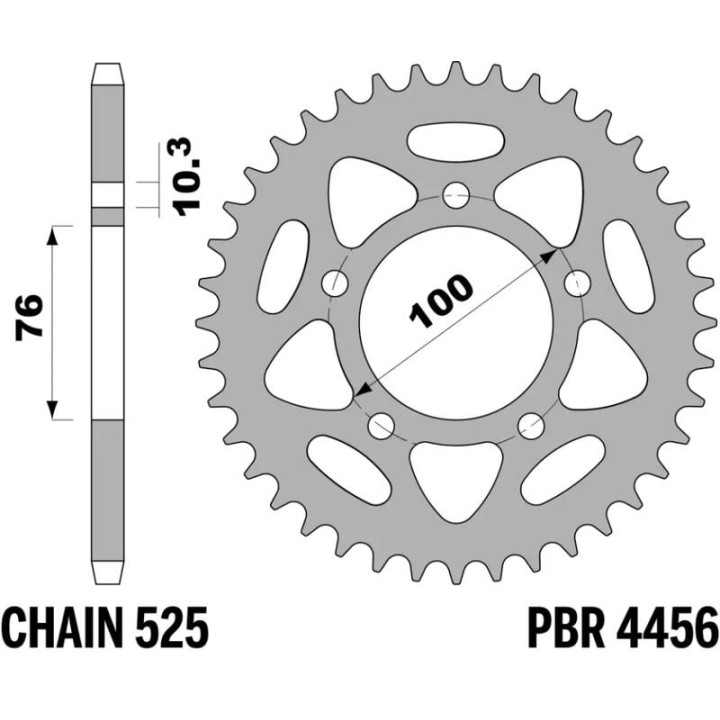 Couronne PBR alu standard - 525 4456 44 L | Oxmoto