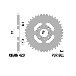 Couronne PBR acier standard - 520 801 42 F | Oxmoto