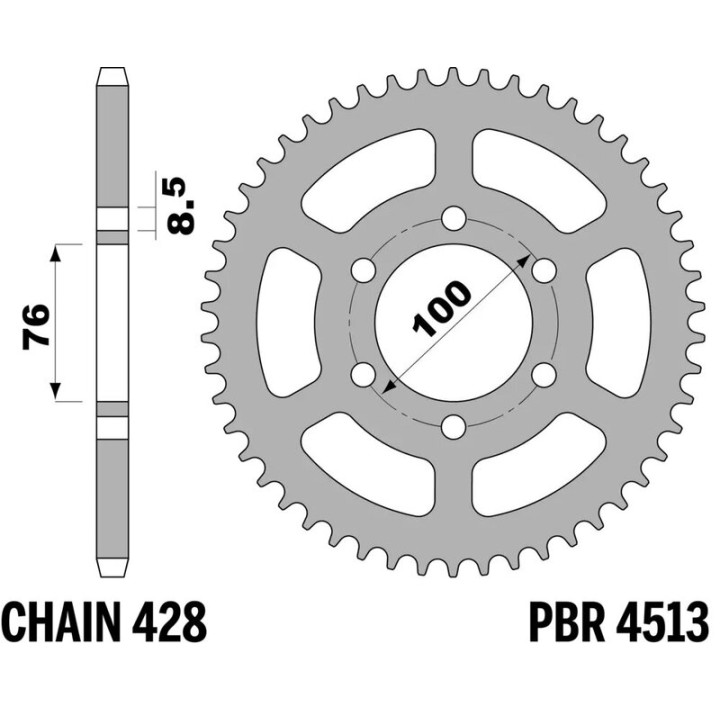 Couronne PBR acier standard - 428 4513 47 C45 | Oxmoto