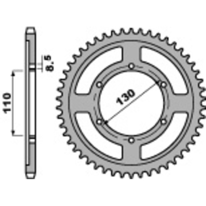Couronne PBR Acier Standard - 428 4372 46 C45 | Oxmoto