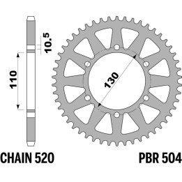 Couronne PBR alu renforcé - 520 504 43 LD | Oxmoto
