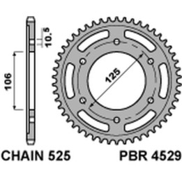 Couronne PBR acier standard - 525 4529 44 C45 | Oxmoto