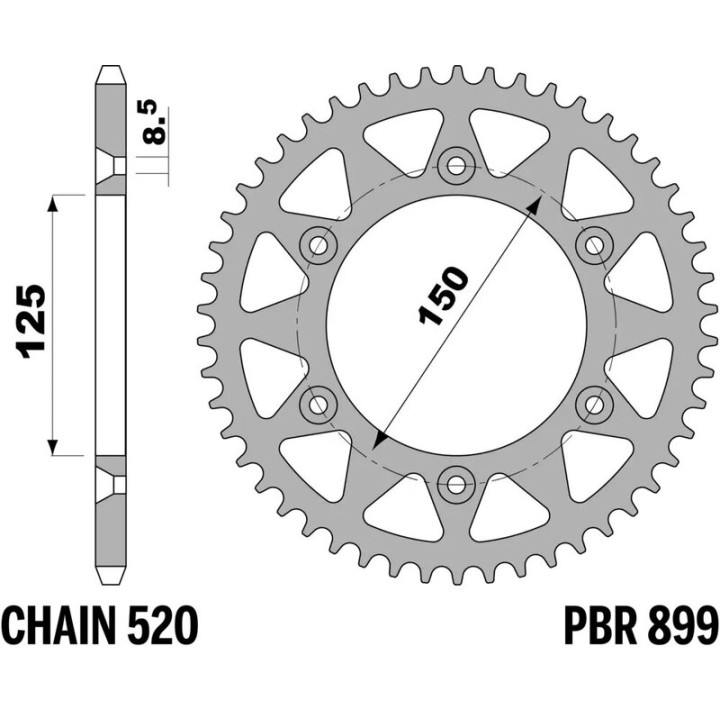 Couronne PBR acier standard - 520 899 46 C45 | Oxmoto