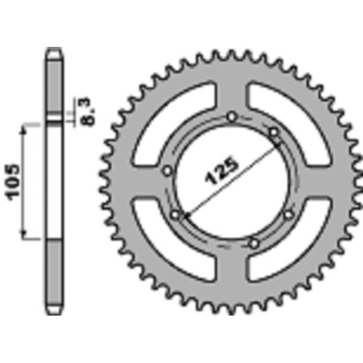 Couronne PBR alu standard - 428 4413 57 L | Oxmoto