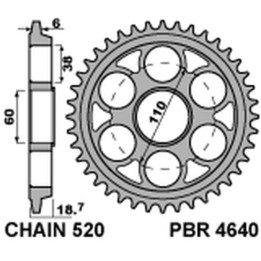 Couronne PBR alu renforcé - 520 4640 35 LD | Oxmoto