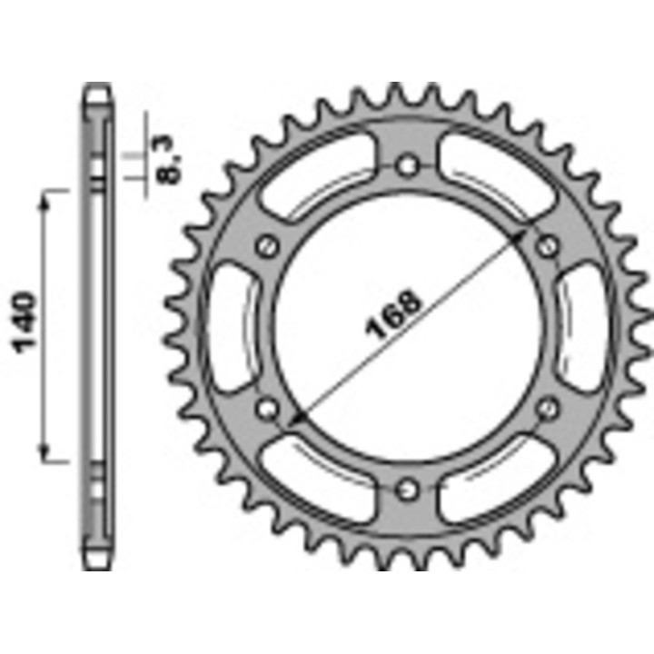 Couronne PBR acier standard - 525 4550 47 C45 | Oxmoto