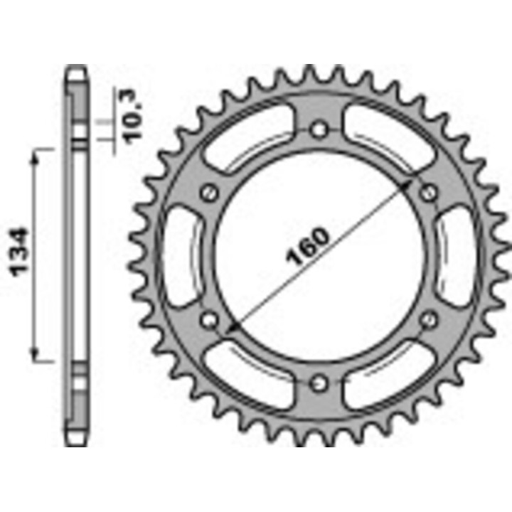 Couronne PBR alu standard - 525 4405 48 L | Oxmoto