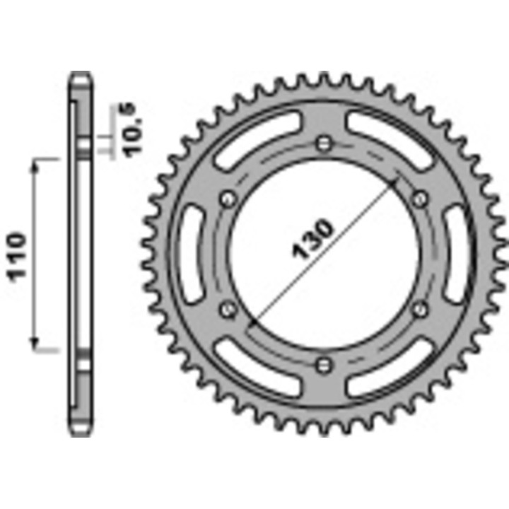Couronne PBR acier standard - 530 241 43 C45 | Oxmoto
