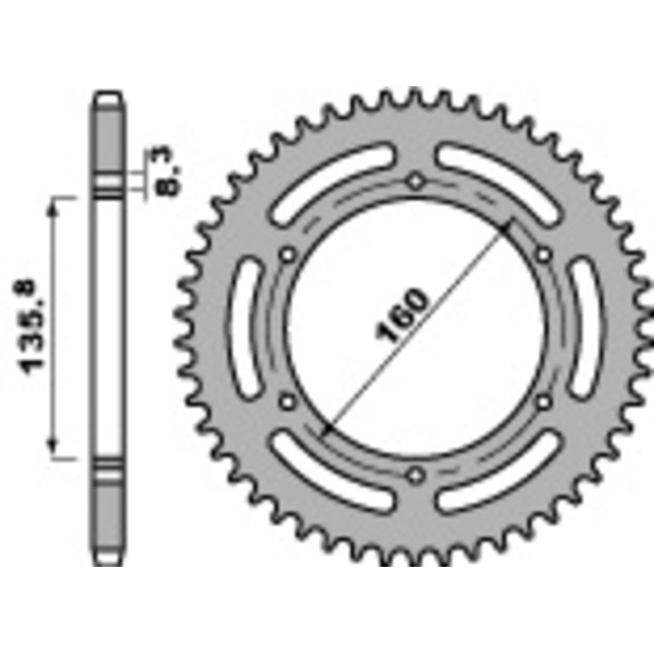 Couronne PBR acier standard - 520 3552 44 C45 | Oxmoto