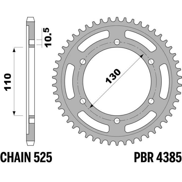 Couronne PBR acier standard - 525 4385 47 C45 | Oxmoto