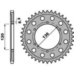 Couronne PBR acier standard - 428 4324 55 C45 | Oxmoto