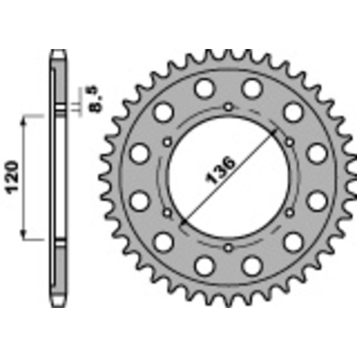 Couronne PBR acier standard - 428 4324 55 C45 | Oxmoto