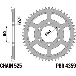 Couronne PBR acier standard - 525 4359 38 C45 | Oxmoto