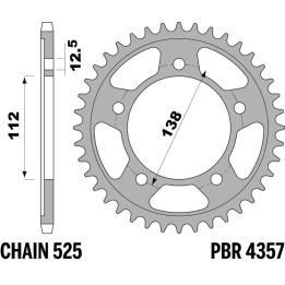 Couronne PBR acier standard - 525 4357 45 C45 | Oxmoto