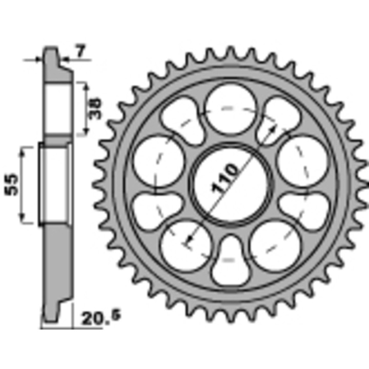 Couronne PBR alu renforcé - 525 4320 41 LD | Oxmoto