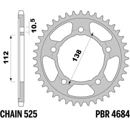 Couronne PBR acier standard - 525 4684 41 C45 | Oxmoto