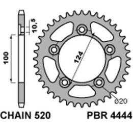 Couronne PBR Acier Standard - 520 4444 48 C45 | Oxmoto